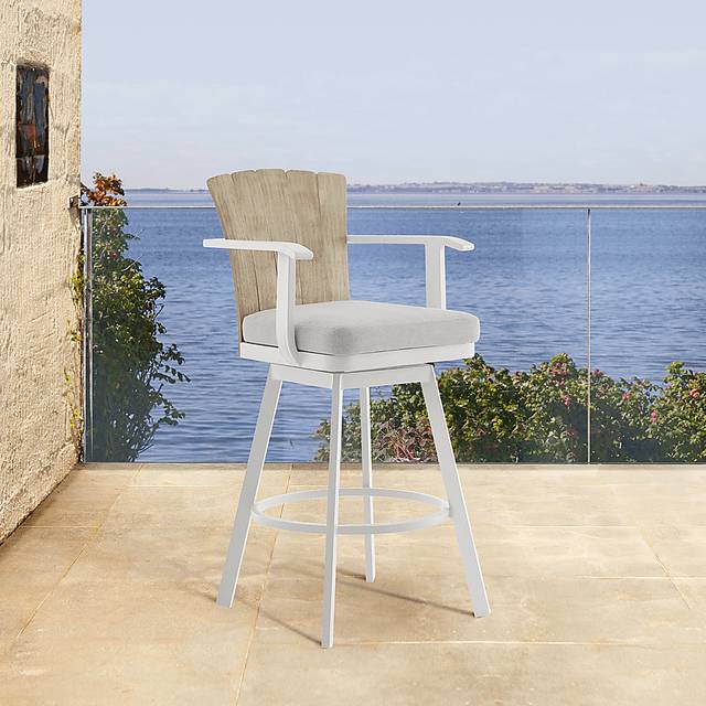 Outdoor Sallodge Gray Swivel Barstool - Thumbnail - Image 2
