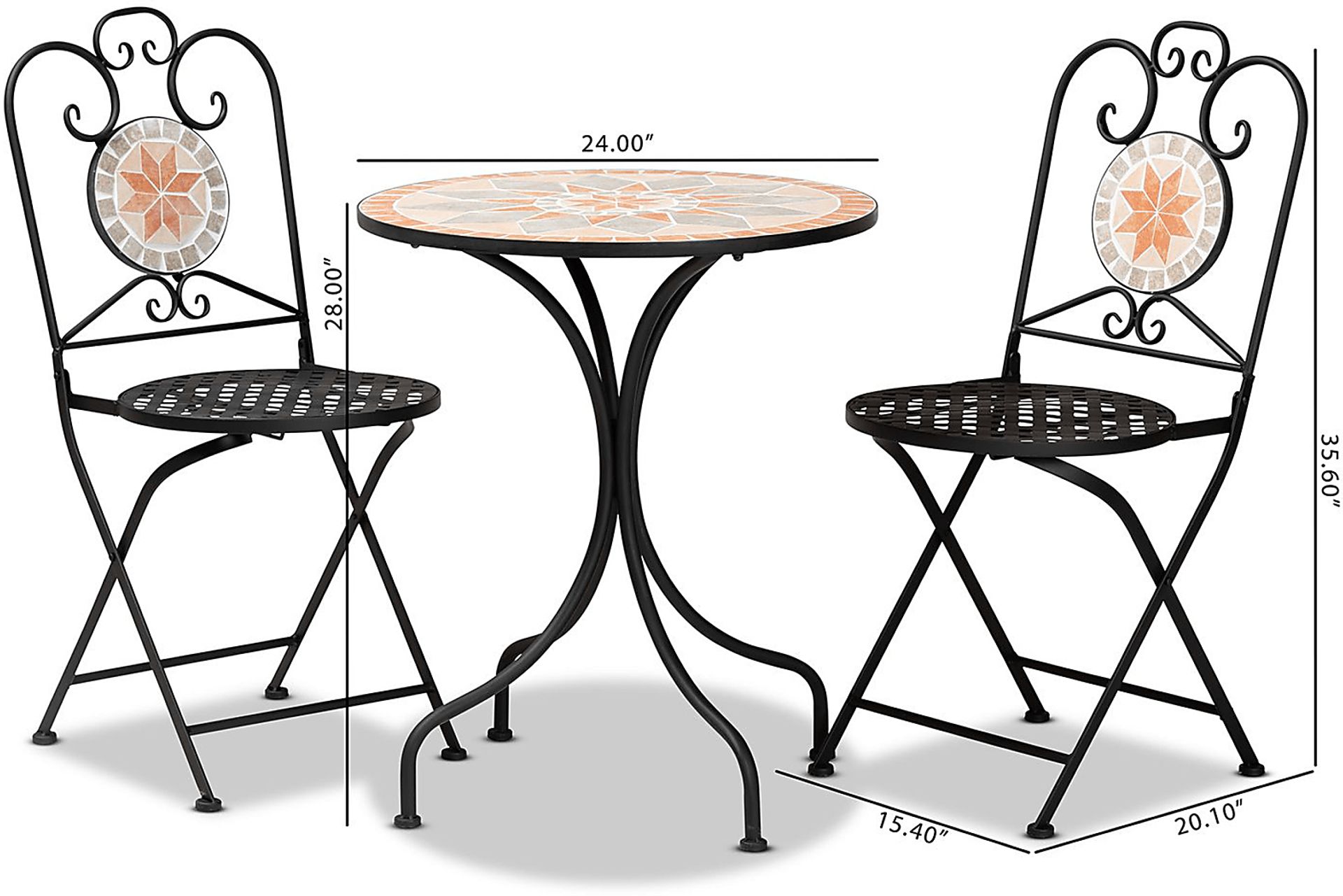 Outdoor Santison Black 3 Pc Table Set - Image 10