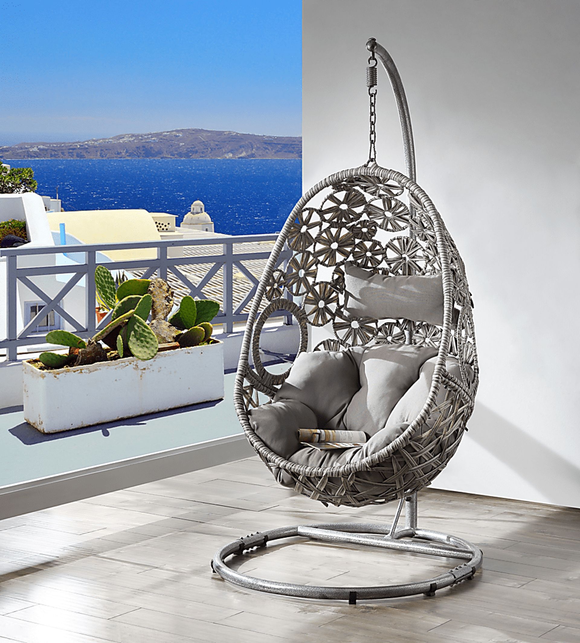 Outdoor Shayleen Light Gray Hanging Chair - Image 2