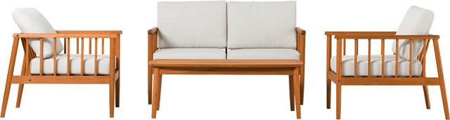 Outdoor Shellrich Coast Brown 4pc Chat Set - Thumbnail - Image 1