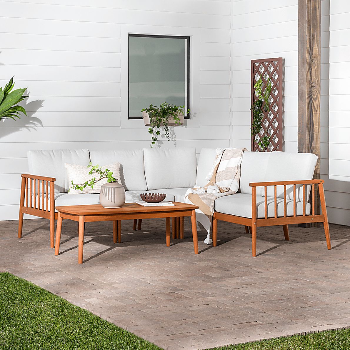 Outdoor Shellrich Coast Brown 6pc Chat Set