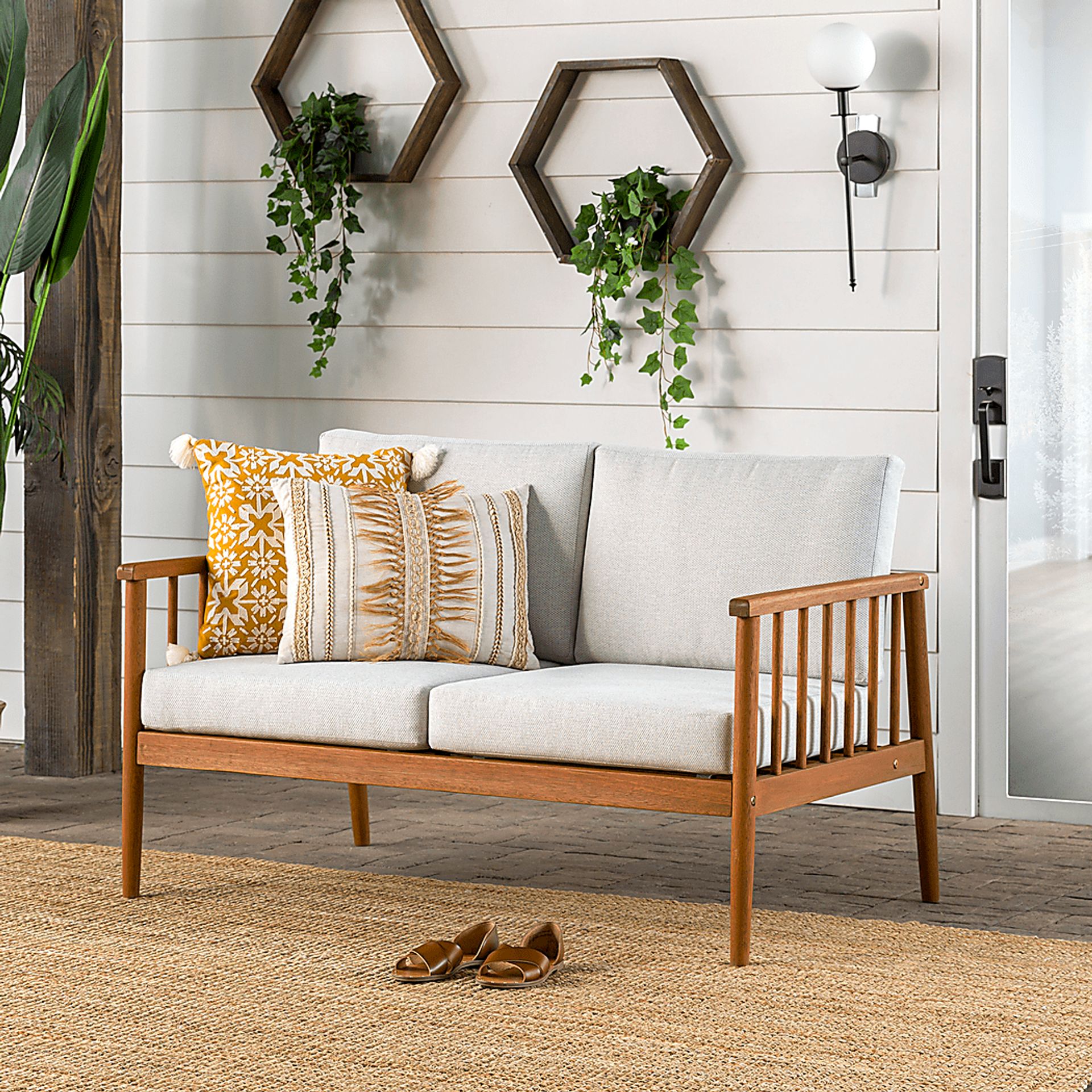 Outdoor Shellrich Coast Brown Loveseat - Image 3