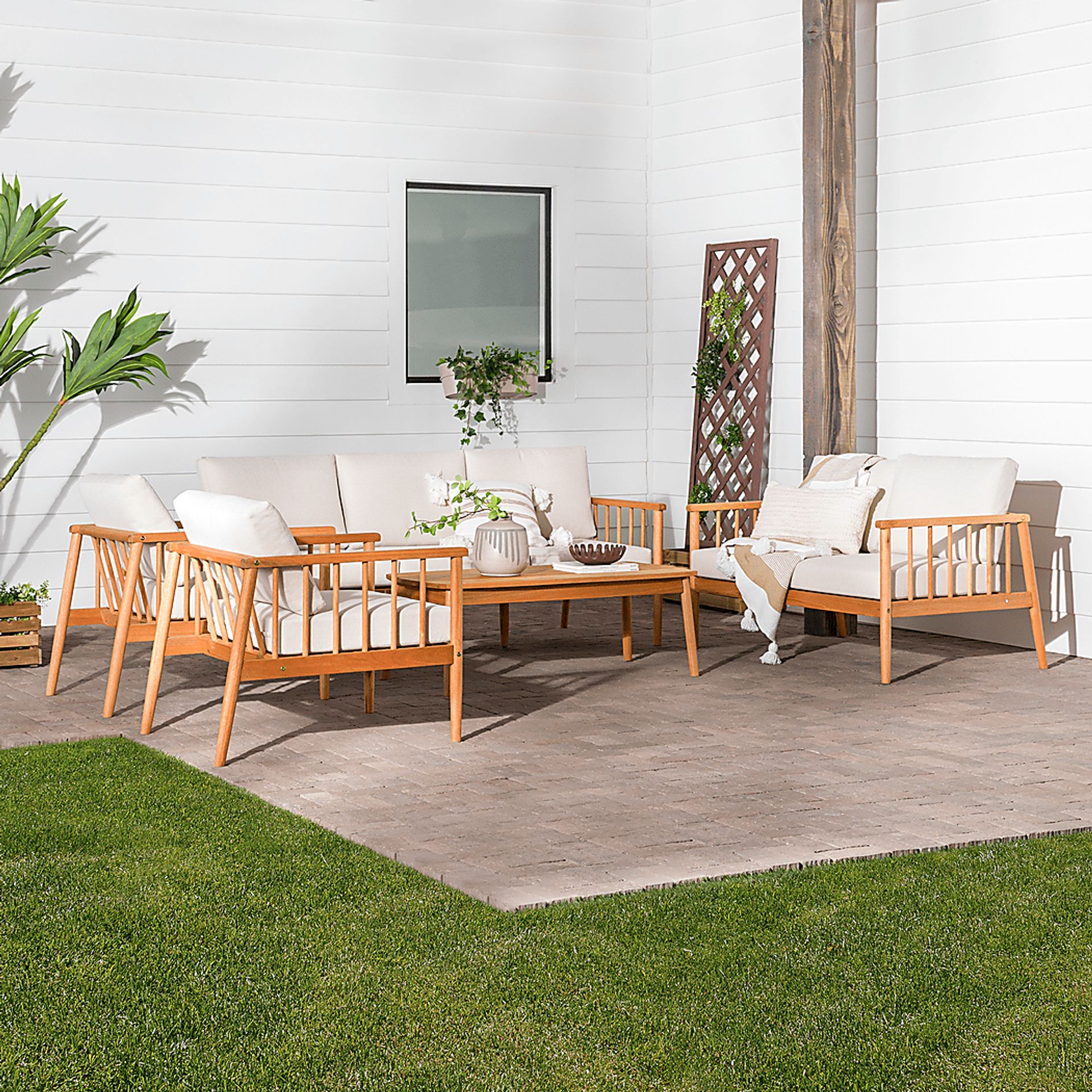Outdoor Shellrich Coast Natural 5pc Chat Set - Image 3