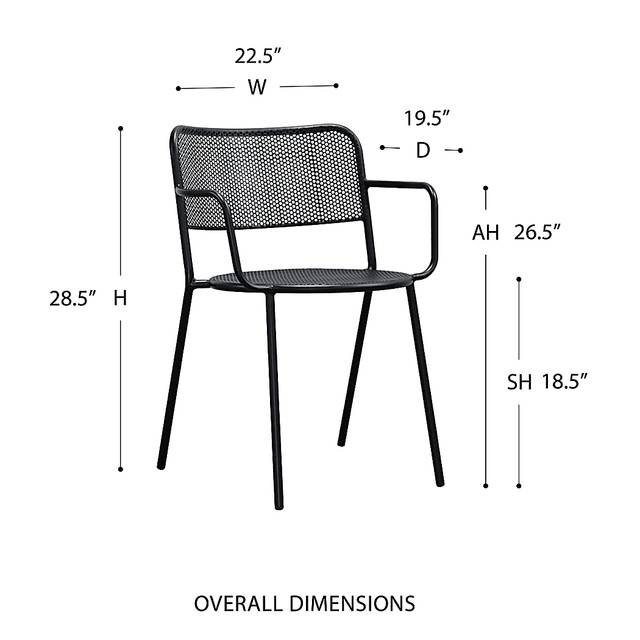 Outdoor Sherwoody Black Arm Chair, Set of 2 - Thumbnail - Image 8