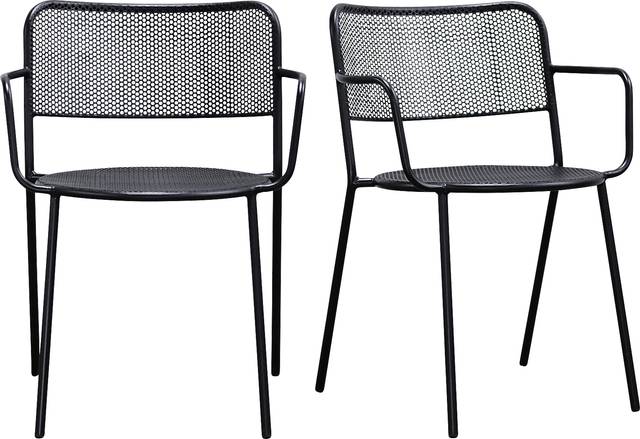 Outdoor Sherwoody Black Arm Chair, Set of 2 - Thumbnail - Image 1