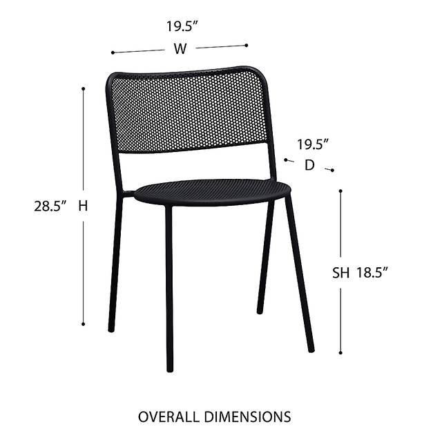 Outdoor Sherwoody Black Dining Chair, Set of 2 - Thumbnail - Image 3