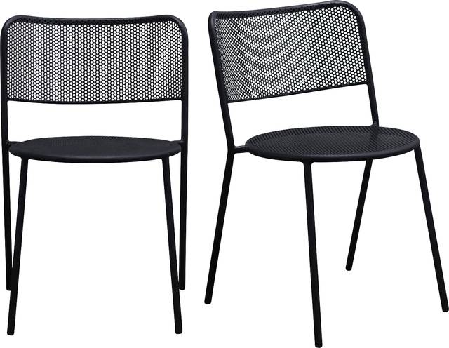 Outdoor Sherwoody Black Dining Chair, Set of 2 - Thumbnail - Image 1