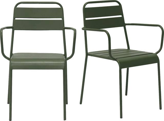 Outdoor Sowelle Green Arm Chair, Set of 2 - Thumbnail - Image 1