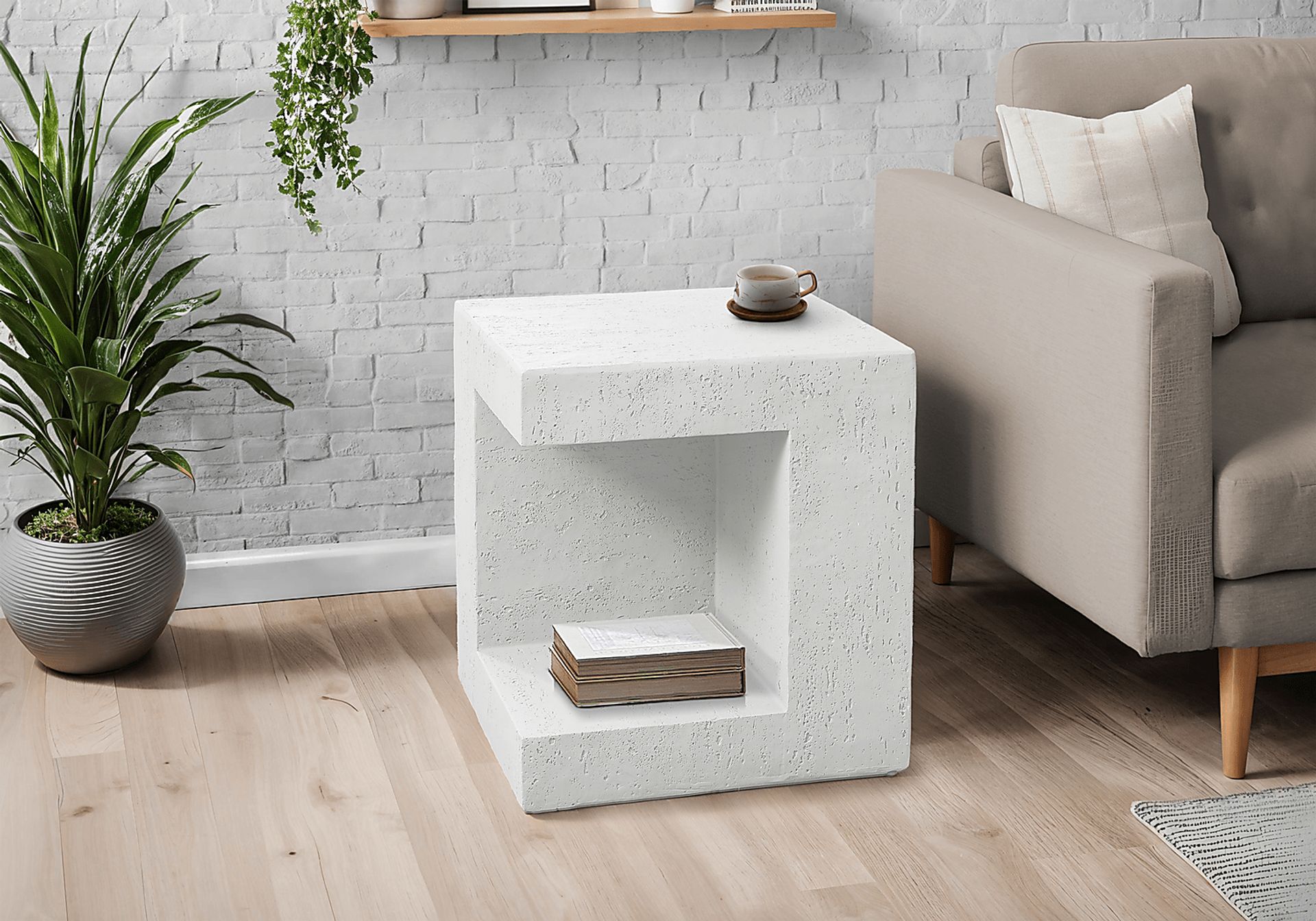 Outdoor Spheremart White End Table - Image 2