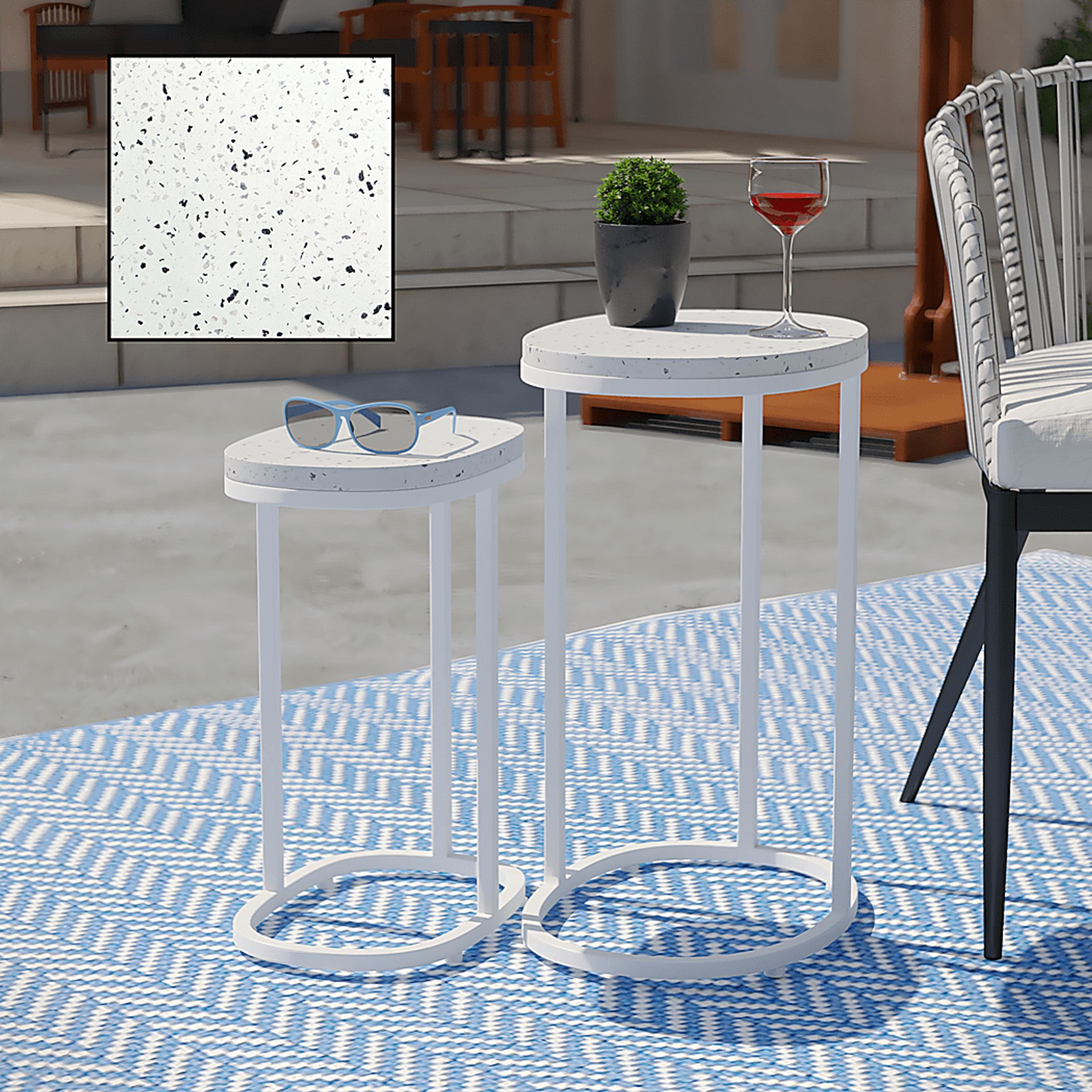Outdoor Storrington White Nesting Tables Set of 2 - Image 6