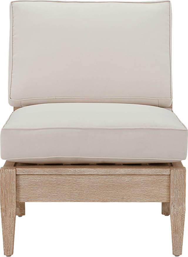 Outdoor Takena Beige Armless Chair - Thumbnail - Image 2