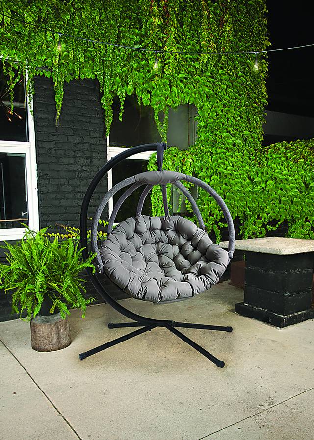 Outdoor Vanderpoel Beige Hanging Chair - Thumbnail - Image 3