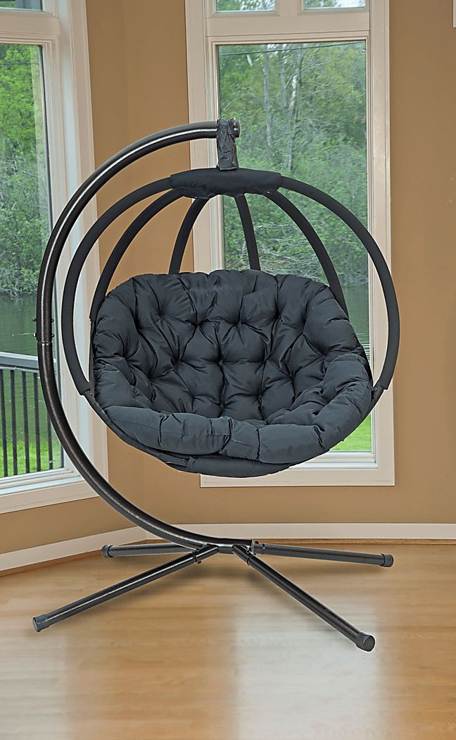 Vanderpoel Black Outdoor Hanging Chair | Rooms to Go