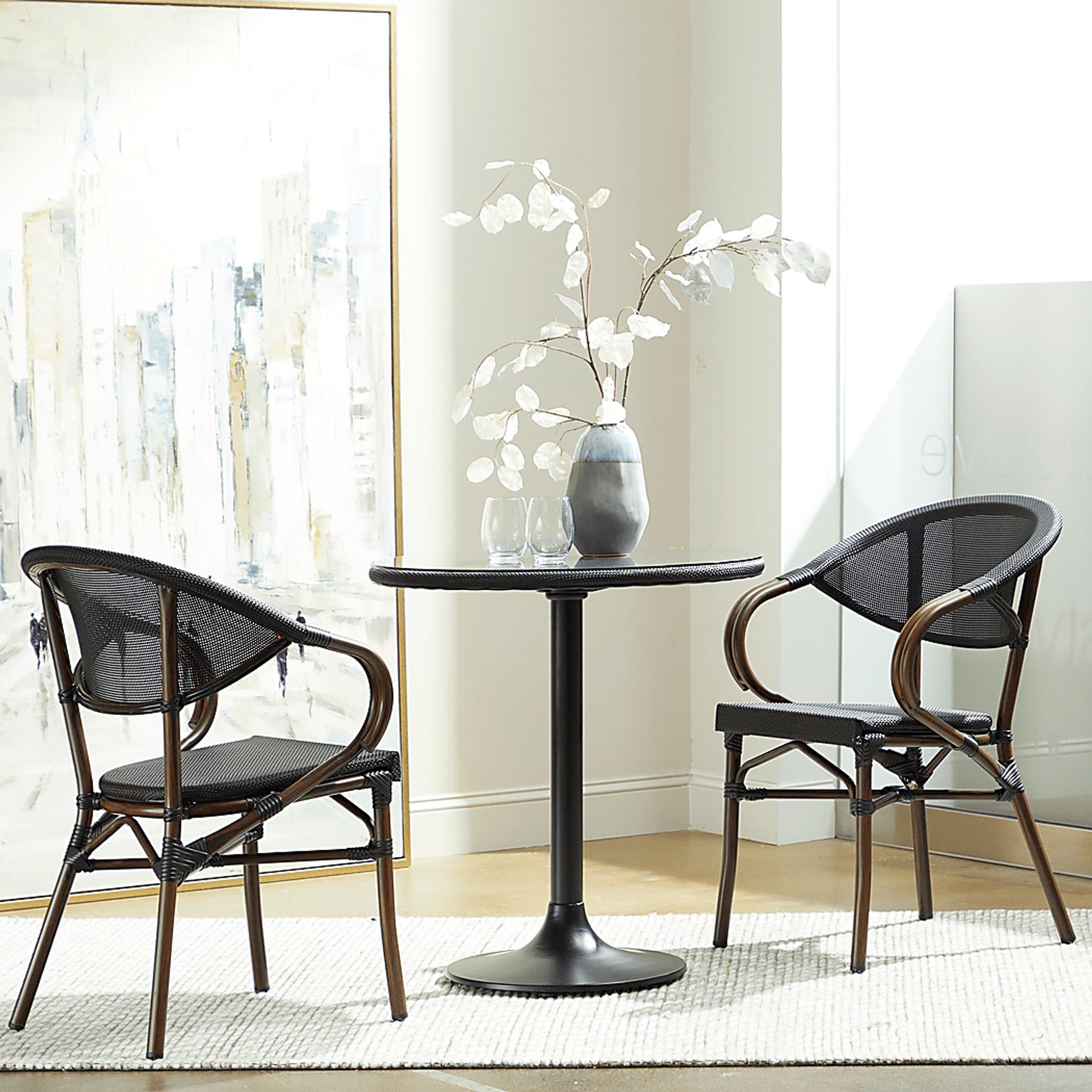 Outdoor Villepigue Black Arm Chair, Set of 2 - Image 3