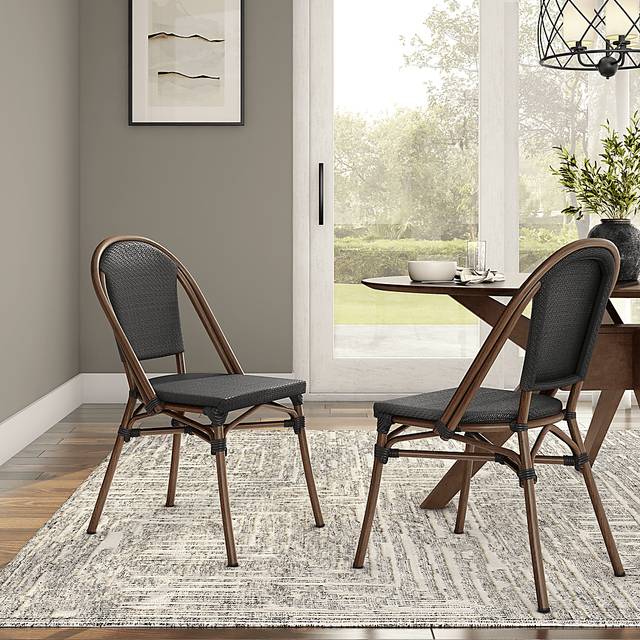 Outdoor Villepigue Black Dining Chair, Set of 2 - Thumbnail - Image 2