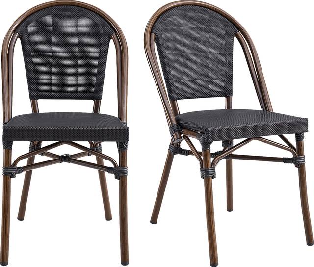 Outdoor Villepigue Black Dining Chair, Set of 2 - Thumbnail - Image 1