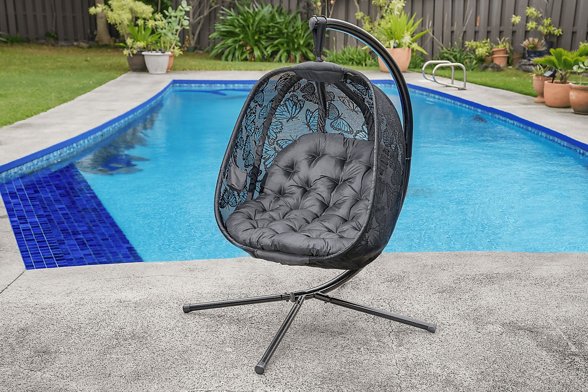 Outdoor Violeto Black Hanging Egg Chair - Image 4