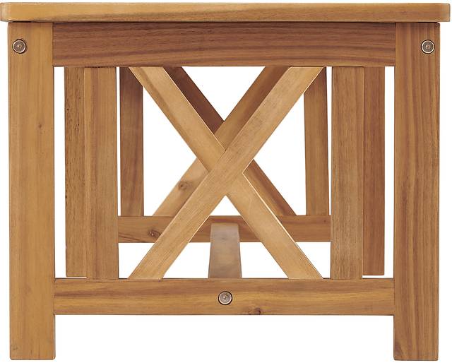 Outdoor Voelker Brown Bench and Cocktail Table Set - Thumbnail - Image 4
