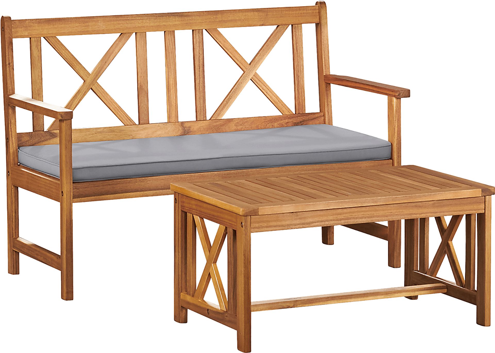 Outdoor Voelker Brown Bench and Cocktail Table Set - Image 1
