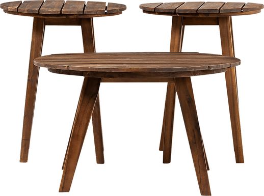 Outdoor Walpine Dark Brown Table Set, Set of 3