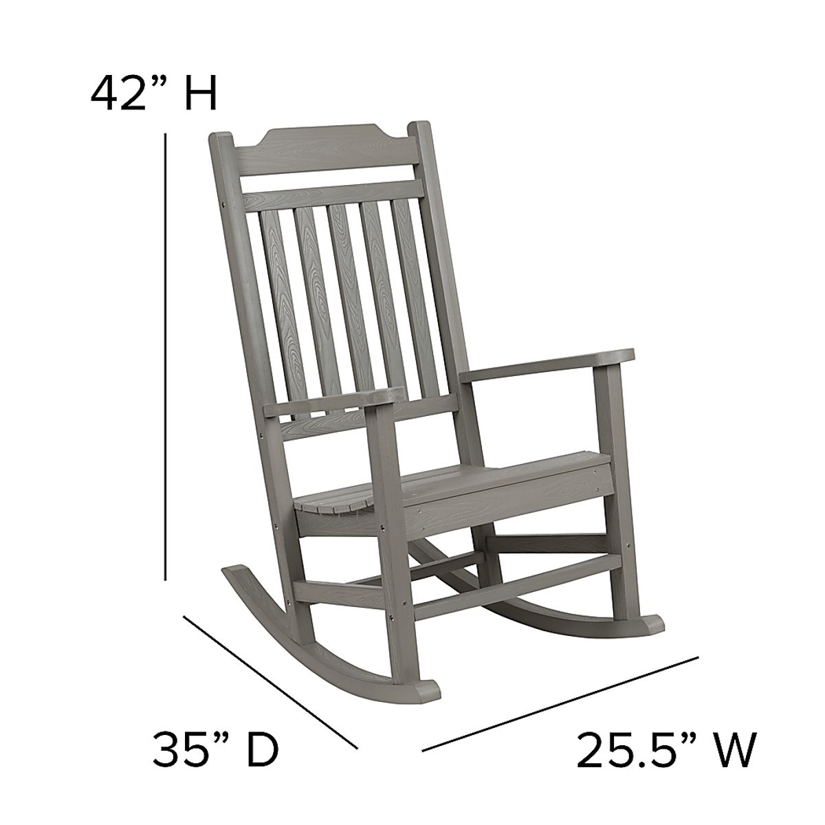 Winnie Elle Gray Outdoor Rocking Chair | Rooms to Go