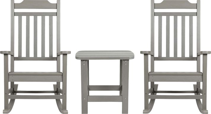 Outdoor Winnie Elle Gray Rocking Chairs and Accent Table