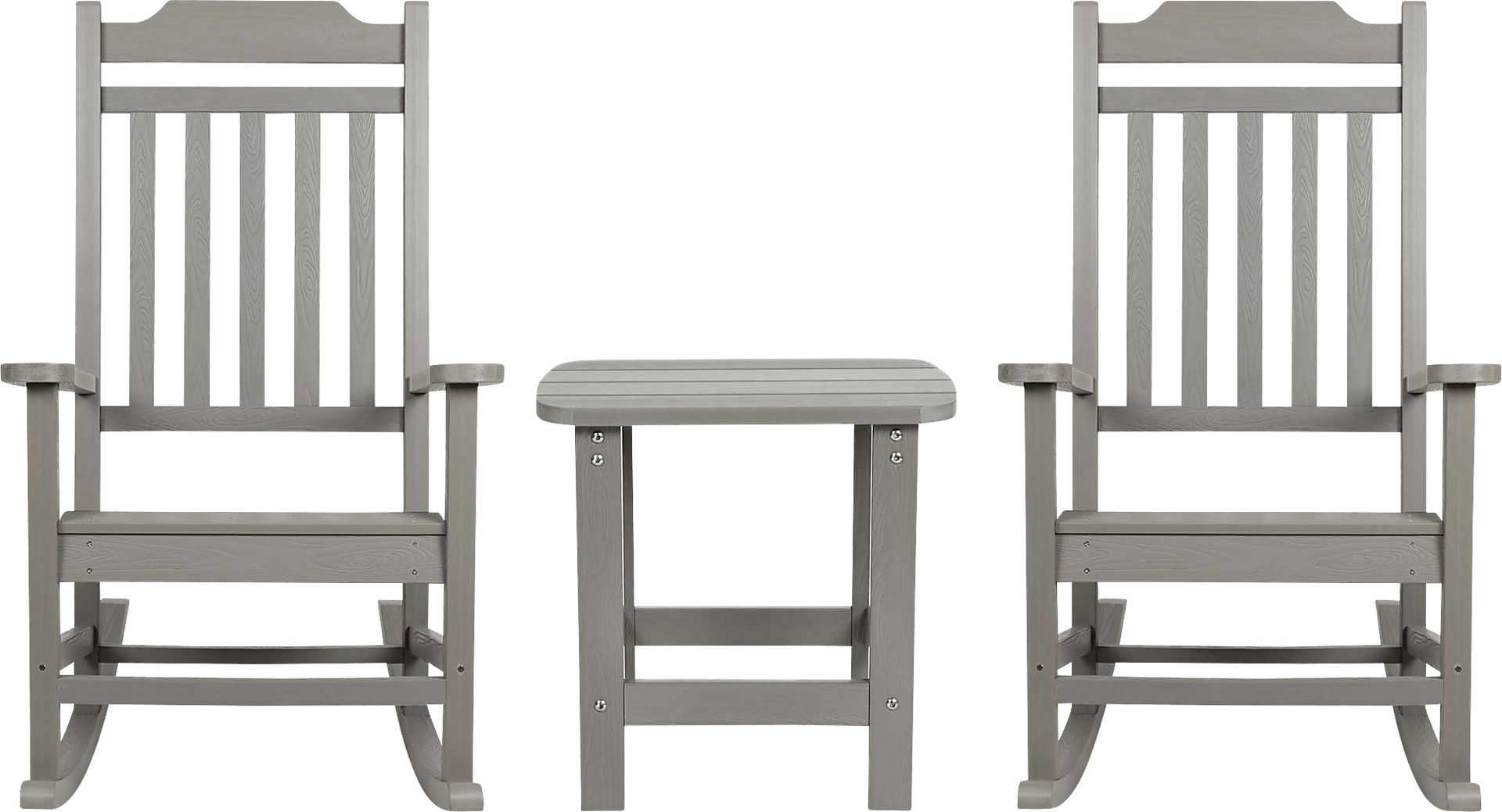 Outdoor Winnie Elle Gray Rocking Chairs and Accent Table - Image 1