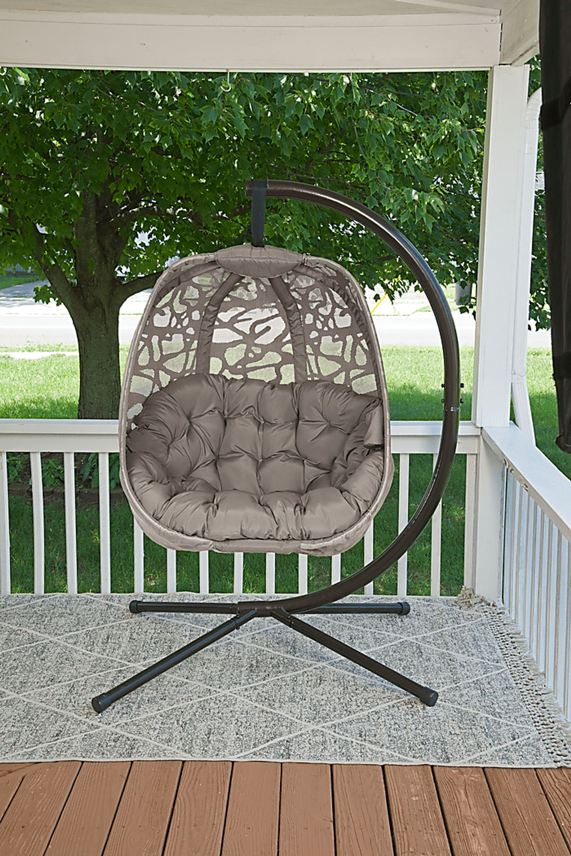 Outdoor Wolframe Beige Hanging Chair - Image 4