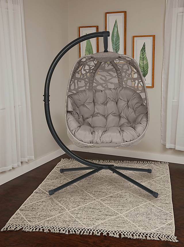 Outdoor Wolframe Beige Hanging Chair - Thumbnail - Image 6