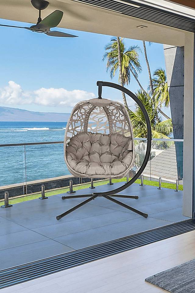 Outdoor Wolframe Beige Hanging Chair - Thumbnail - Image 7
