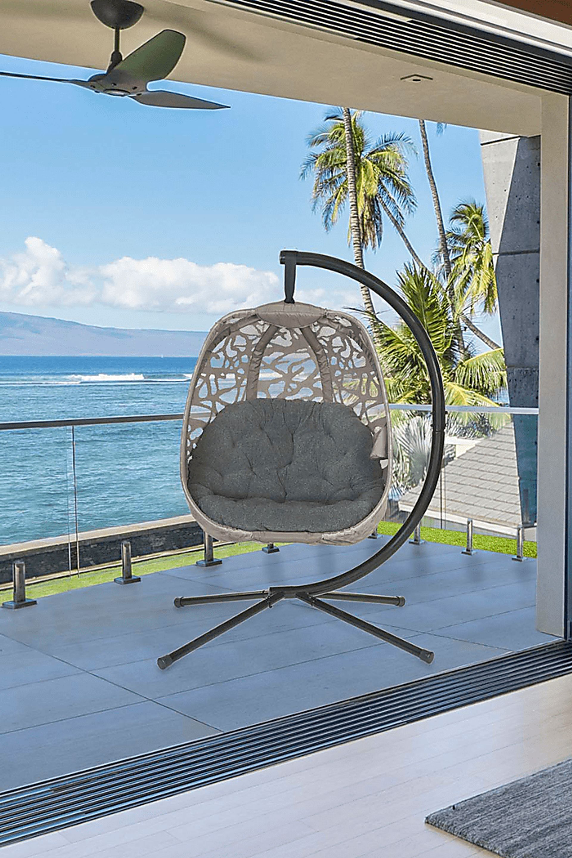 Outdoor Wolframe Beige Hanging Chair - Image 8
