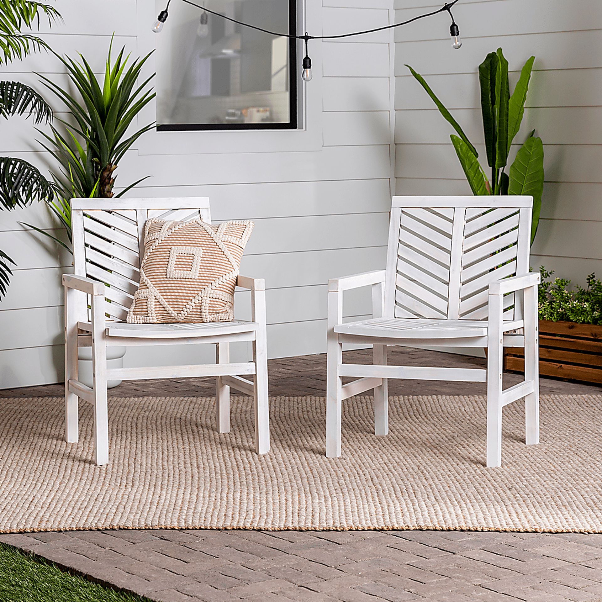 Outdoor Worcaster White Accent Chair Set of 2 - Image 4