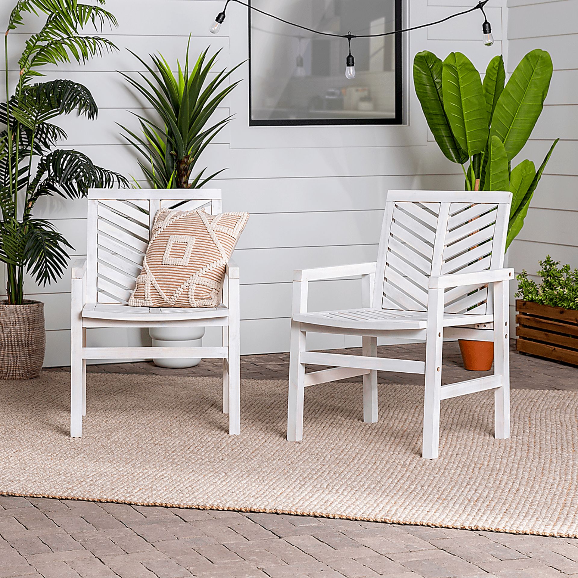 Outdoor Worcaster White Accent Chair Set of 2 - Image 5