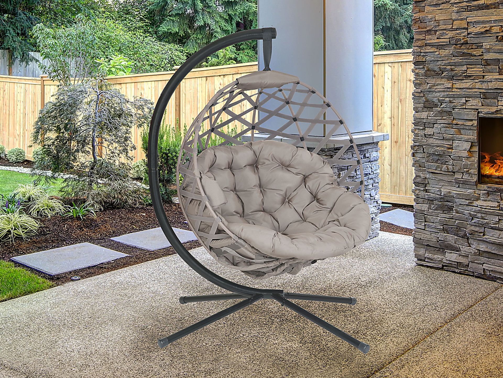Outdoor Zabolio Beige Loveseat Outdoor Wynnmeadow Beige Hanging Chair - Image 7