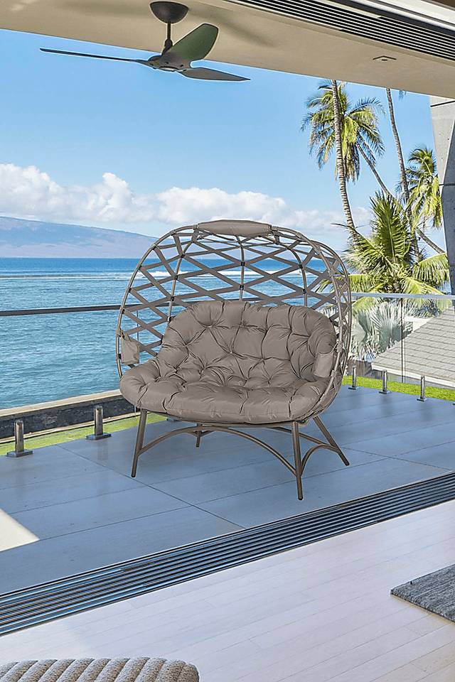 Outdoor Zabolio Beige Loveseat - Thumbnail - Image 11
