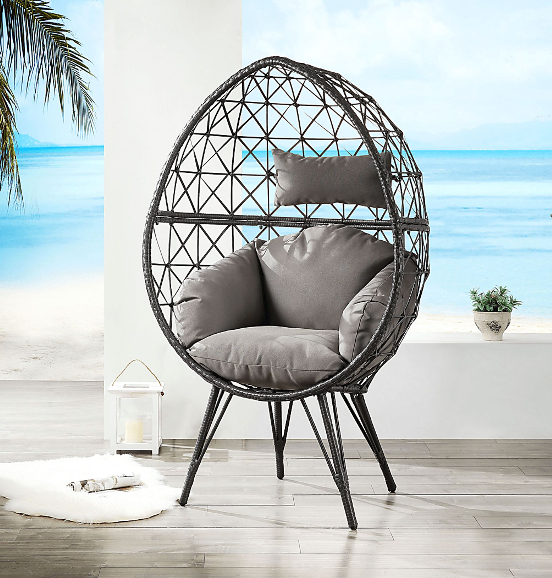 Outdoor Zaelan Black Egg Chair - Image 2