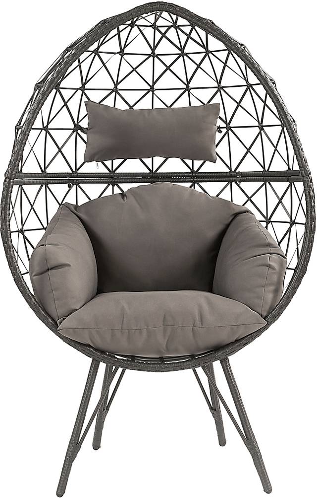Outdoor Zaelan Black Egg Chair - Thumbnail - Image 3