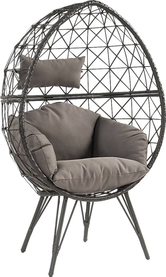 Outdoor Zaelan Black Egg Chair - Thumbnail - Image 1