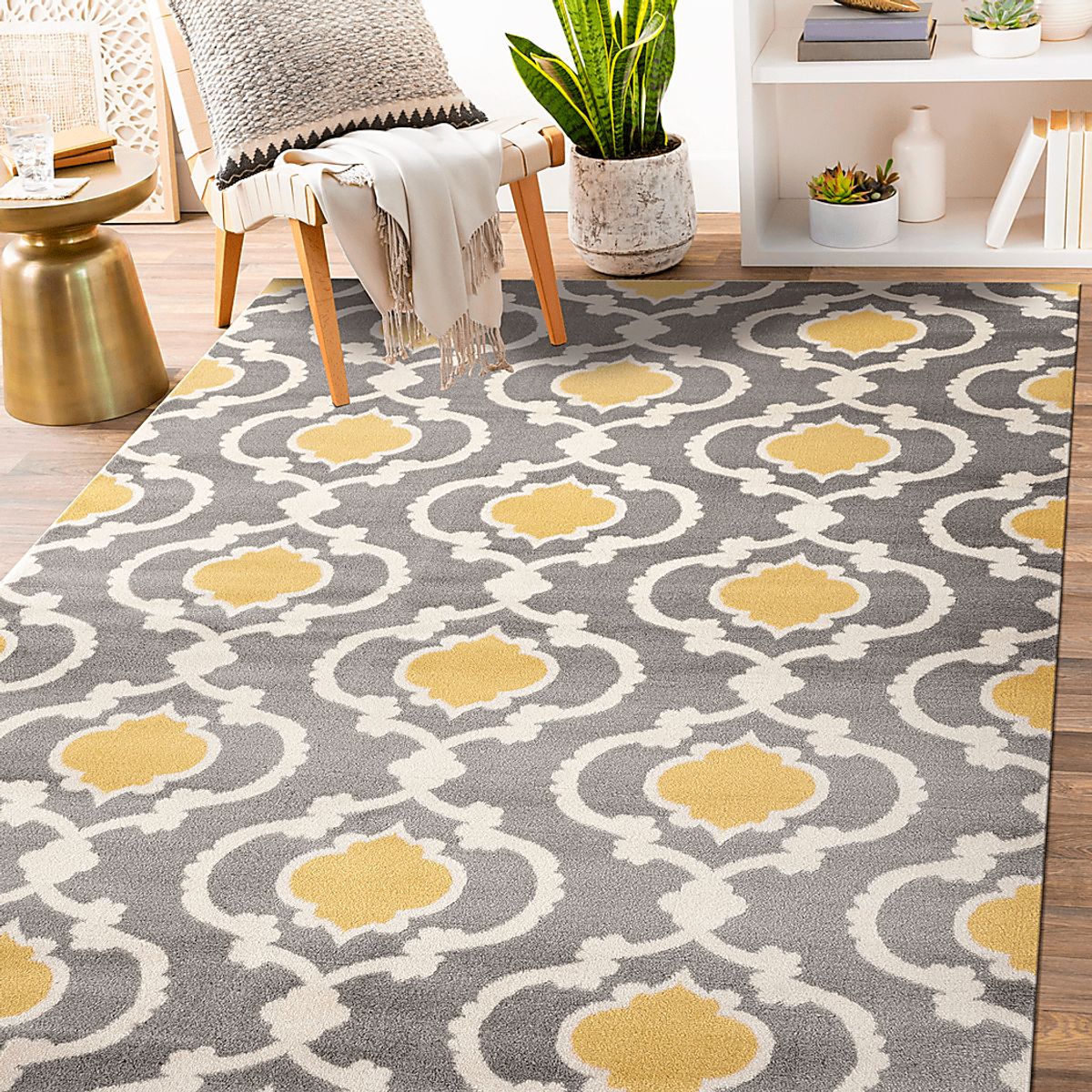 Ovellan Gray,Yellow Rugs | Rooms to Go