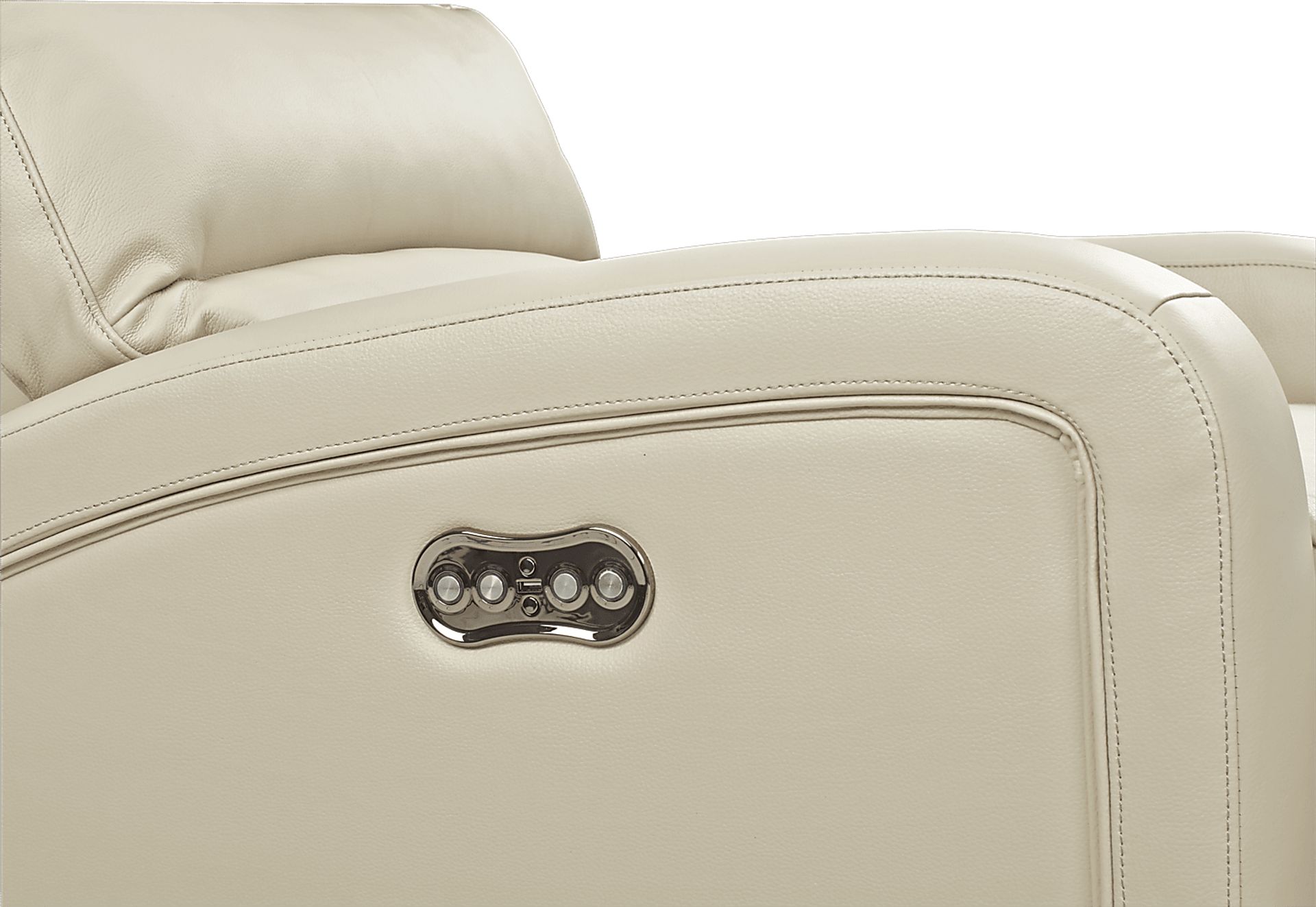 Overtown Beige Leather Power Recliner Rooms to Go