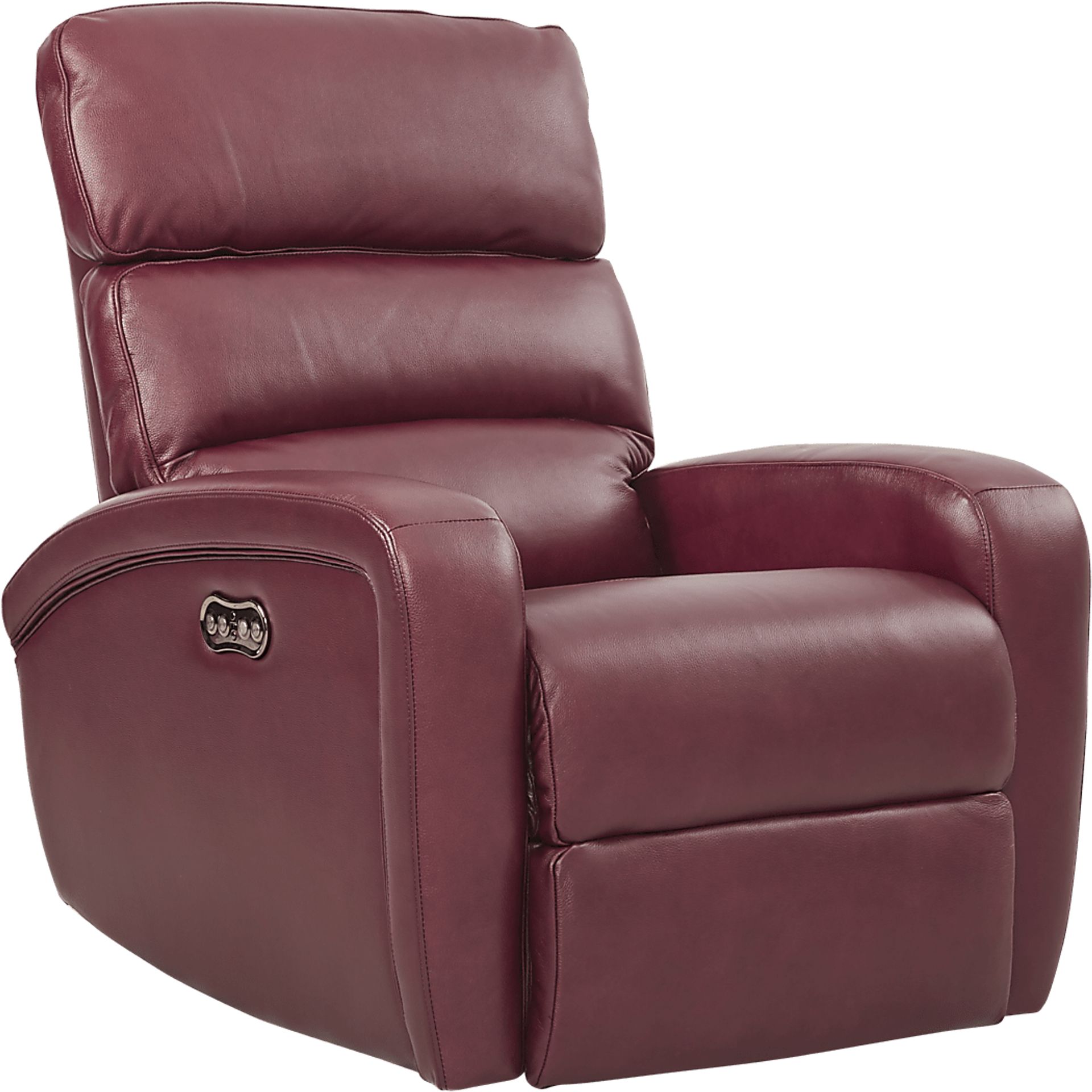 Overtown Burgundy Leather Dual Power Recliner - Image 1