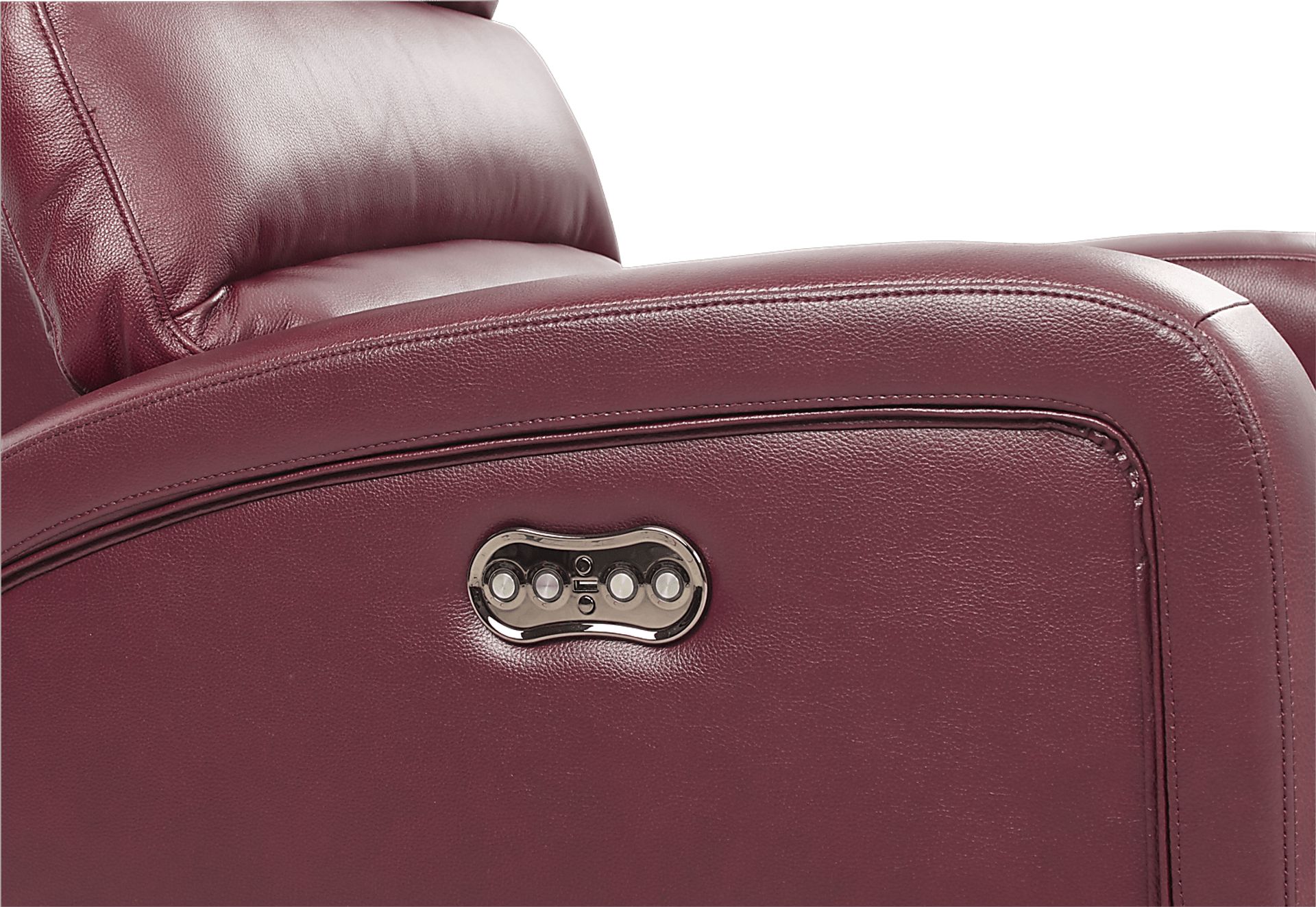 Overtown Burgundy Leather Dual Power Recliner - Image 3