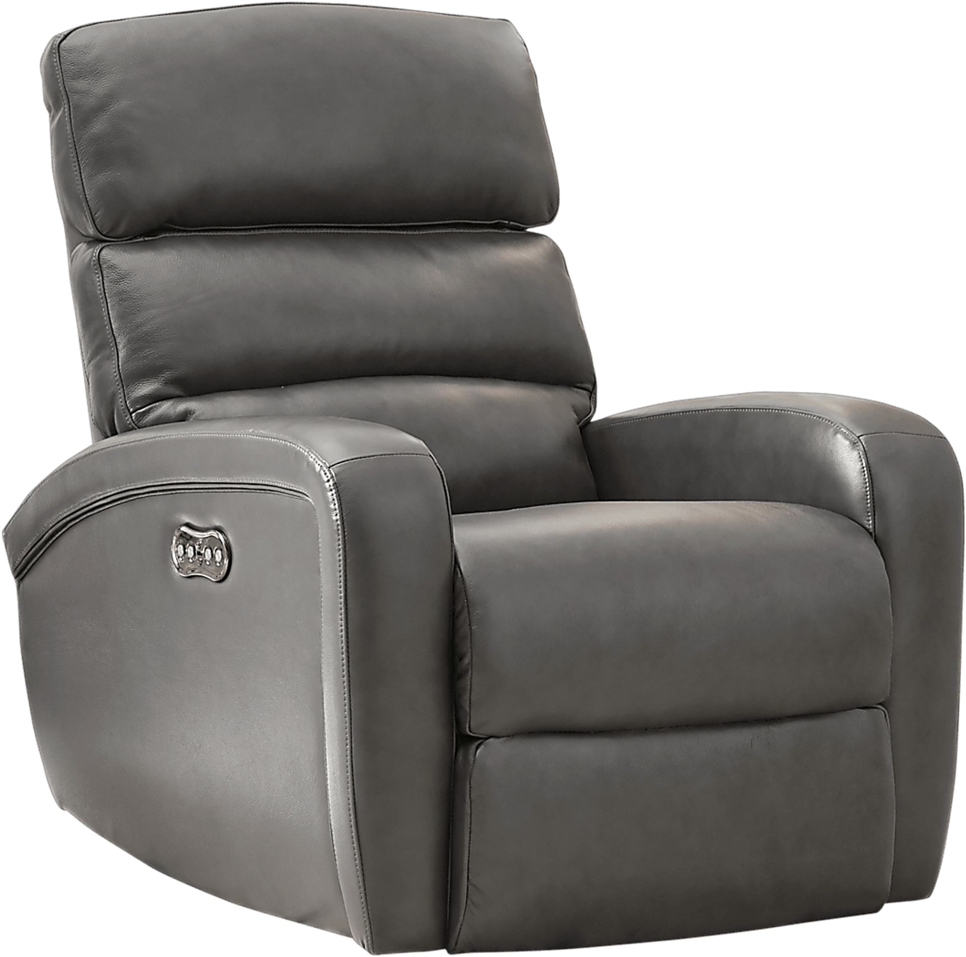 Overtown Gunmetal Leather Dual Power Recliner - Image 1