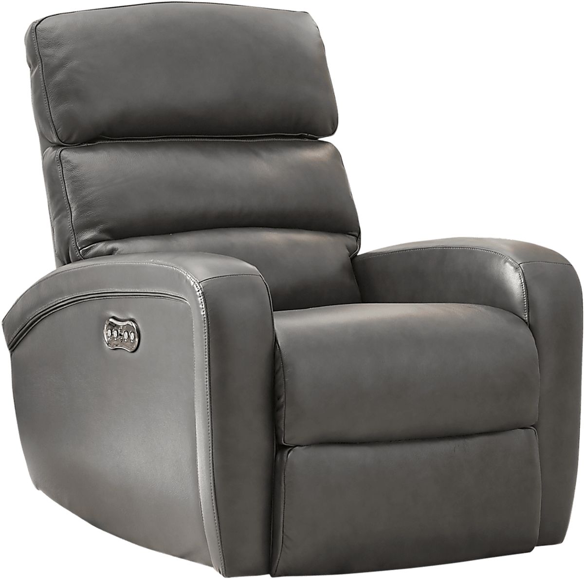 Overtown Gunmetal Gray Leather Power Recliner Rooms to Go