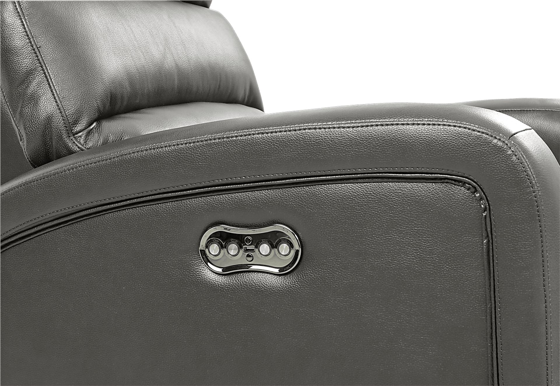 Overtown Gunmetal Leather Dual Power Recliner - Image 3