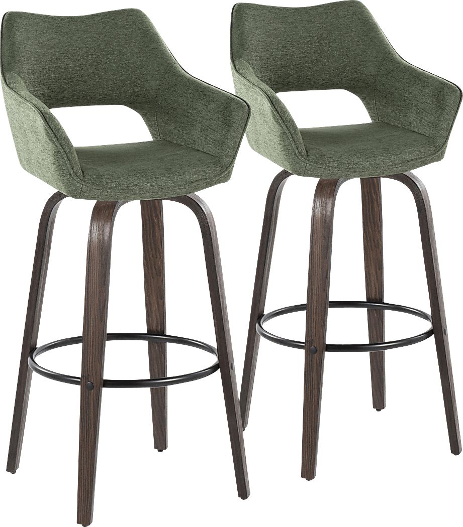 Ovur I Green Swivel Barstool, Set of 2