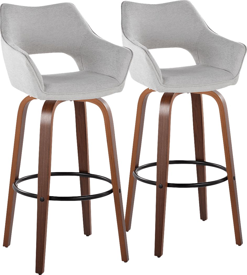Ovur II Gray Swivel Barstool, Set of 2
