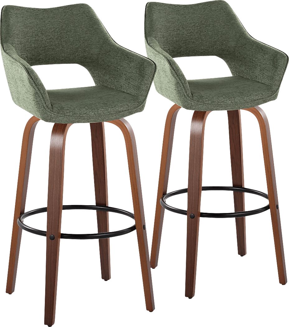 Ovur II Green Swivel Barstool, Set of 2