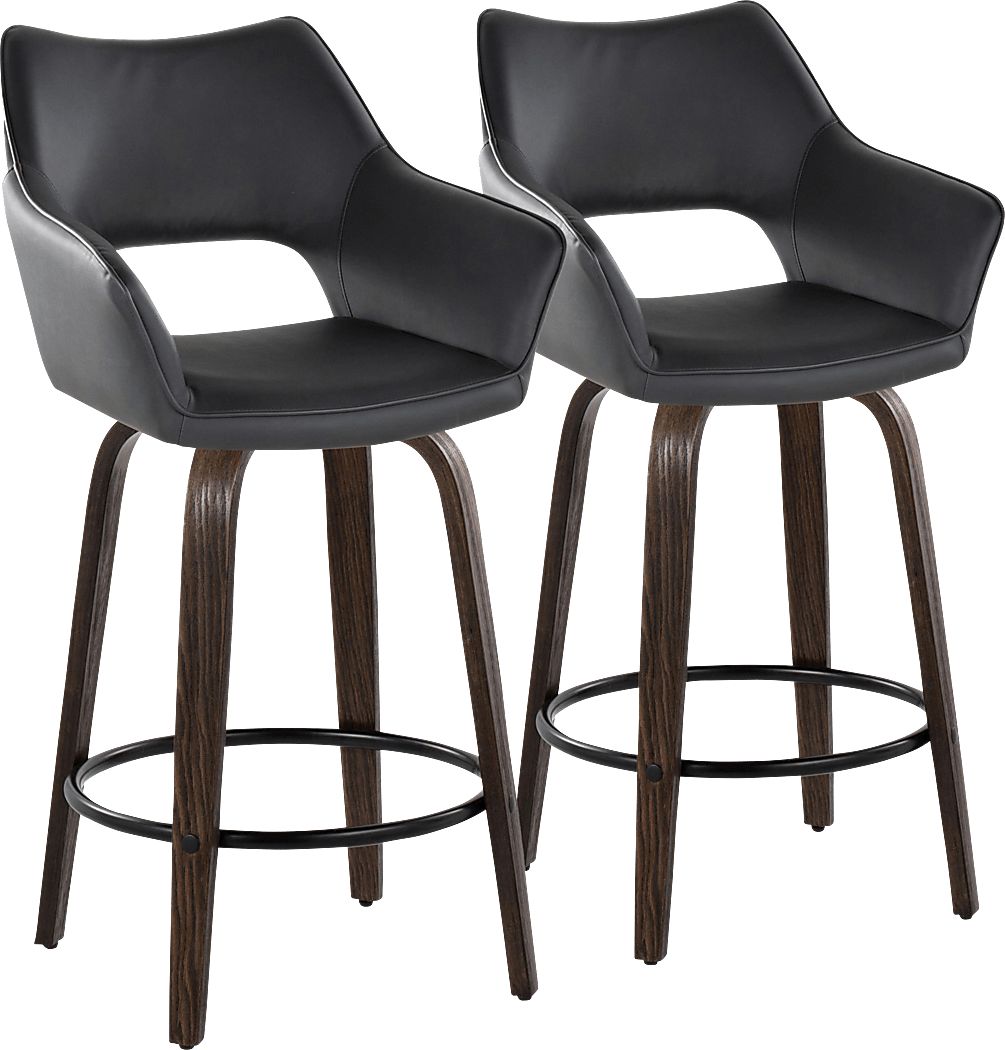 Ovur III Black Swivel Counter Height Stool, Set of 2