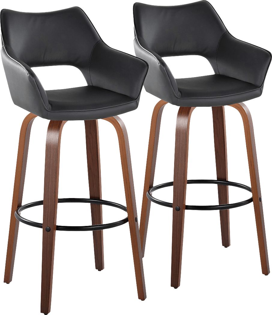 Ovur IV Black Swivel Barstool, Set of 2